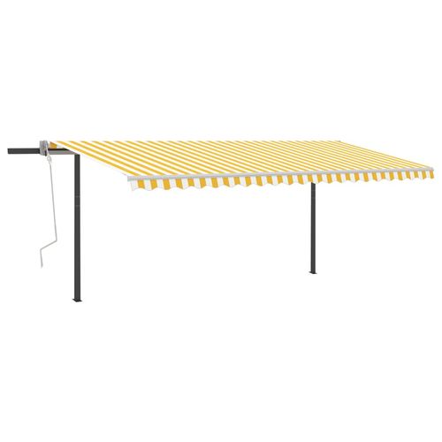 vidaXL Manual Retractable Awning with LED 3x2.5 m Blue and White yellow and white 5 x 3 m vidaXL