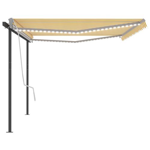 vidaXL Manual Retractable Awning with LED 3x2.5 m Blue and White vidaXL