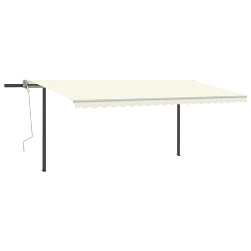 vidaXL Manual Retractable Awning with LED 3x2.5 m Blue and White vidaXL