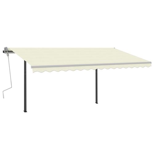 vidaXL Manual Retractable Awning with LED 3x2.5 m Blue and White vidaXL