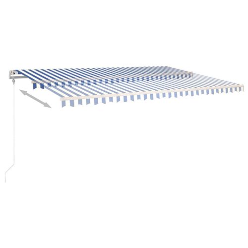 vidaXL Manual Retractable Awning with LED 3x2.5 m Blue and White vidaXL