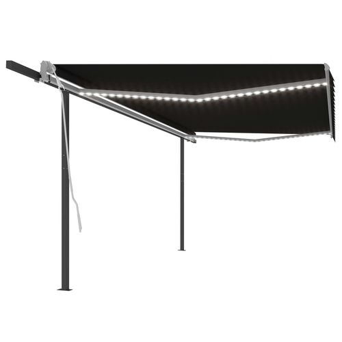 vidaXL Manual Retractable Awning with LED 3x2.5 m Blue and White anthracite 5 x 3.5 m vidaXL