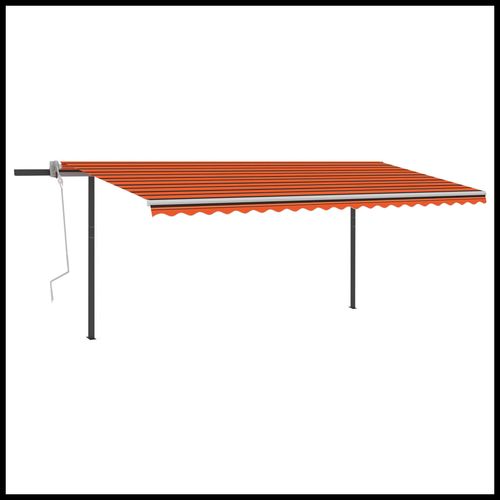 vidaXL Manual Retractable Awning with LED 3x2.5 m Blue and White vidaXL