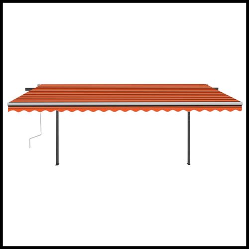 vidaXL Manual Retractable Awning with LED 3x2.5 m Blue and White vidaXL