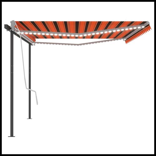 vidaXL Manual Retractable Awning with LED 3x2.5 m Blue and White vidaXL