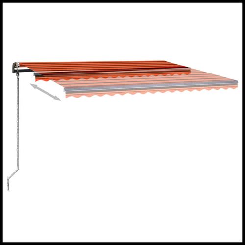 vidaXL Manual Retractable Awning with LED 3x2.5 m Blue and White vidaXL