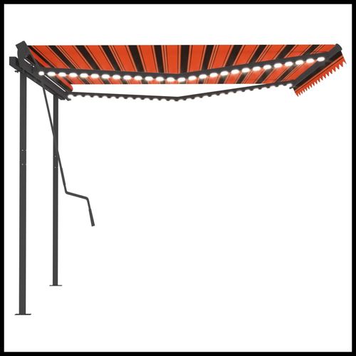 vidaXL Manual Retractable Awning with LED 3x2.5 m Blue and White vidaXL