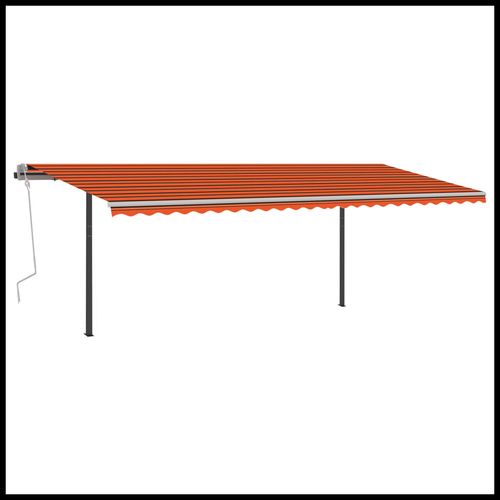 vidaXL Manual Retractable Awning with LED 3x2.5 m Blue and White vidaXL