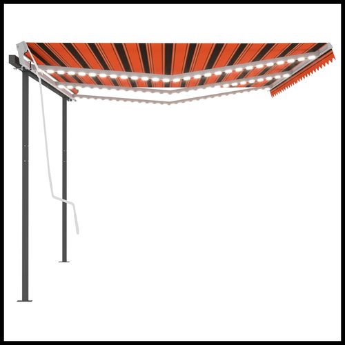 vidaXL Manual Retractable Awning with LED 3x2.5 m Blue and White vidaXL