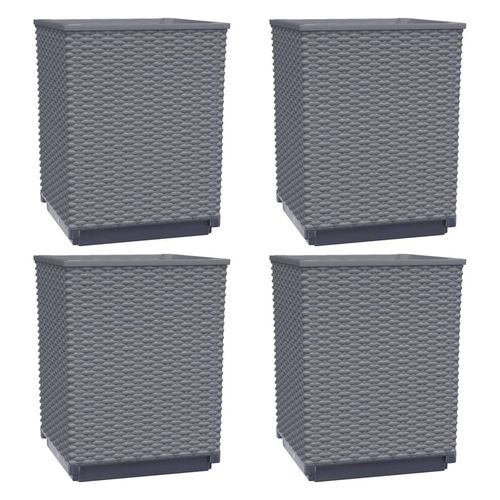 vidaXL Garden Planters 2 pcs Dark Grey 30x30x37 cm Polypropylene vidaXL