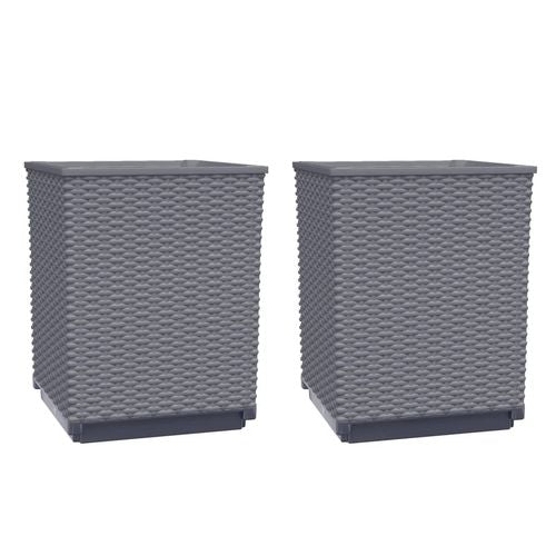 vidaXL Garden Planters 2 pcs Dark Grey 30x30x37 cm Polypropylene vidaXL