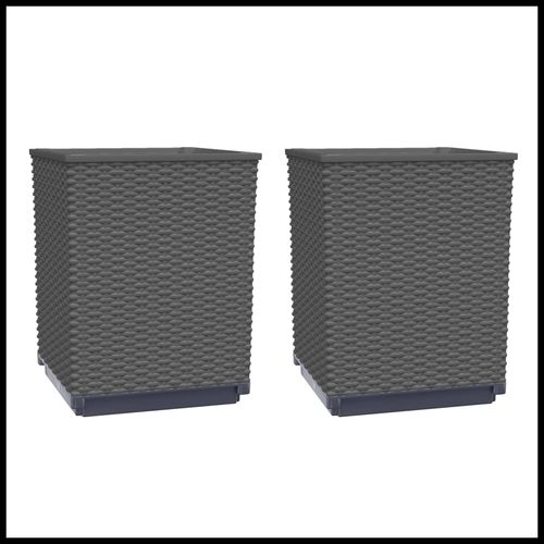 vidaXL Garden Planters 2 pcs Dark Grey 30x30x37 cm Polypropylene vidaXL