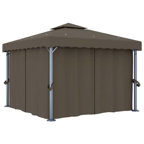 vidaXL Gazebo with Curtain & LED String Lights 3x3 m Cream White vidaXL