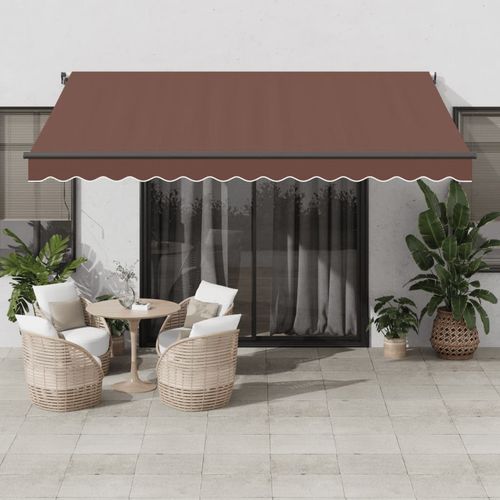 vidaXL Automatic Retractable Awning with LEDs Burgundy 300x250 cm brown 400 x 300 cm vidaXL