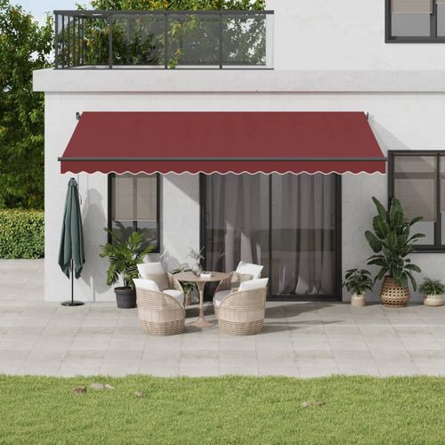 vidaXL Automatic Retractable Awning with LEDs Burgundy 300x250 cm burgundy 500 x 300 cm vidaXL