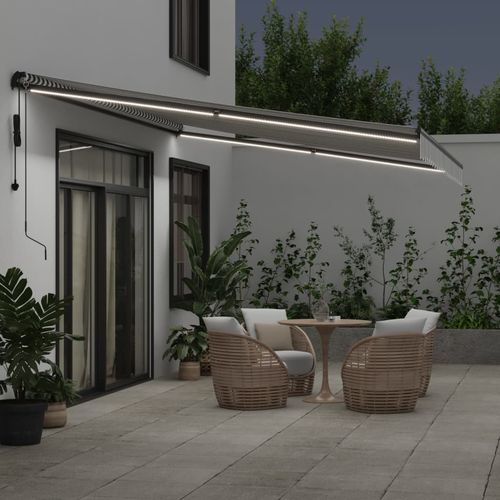 vidaXL Automatic Retractable Awning with LEDs Burgundy 300x250 cm vidaXL