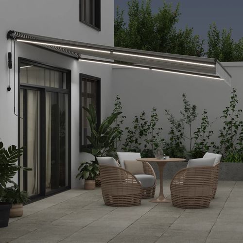 vidaXL Automatic Retractable Awning with LEDs Burgundy 300x250 cm vidaXL