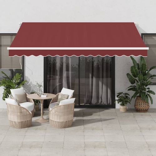 vidaXL Automatic Retractable Awning with LED Anthracite&White 400x350 cm burgundy and white 400 x 300 cm vidaXL