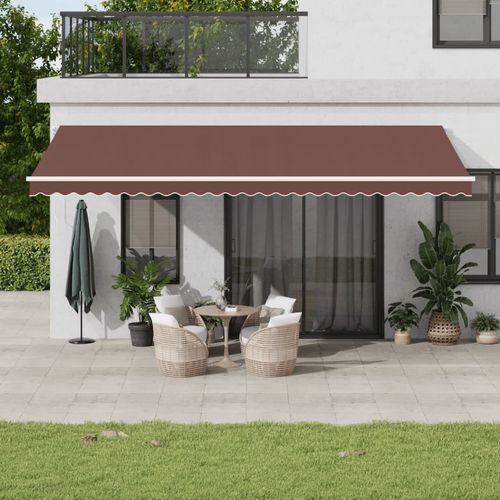 vidaXL Automatic Retractable Awning with LED Anthracite&White 400x350 cm brown and white 600 x 350 cm vidaXL