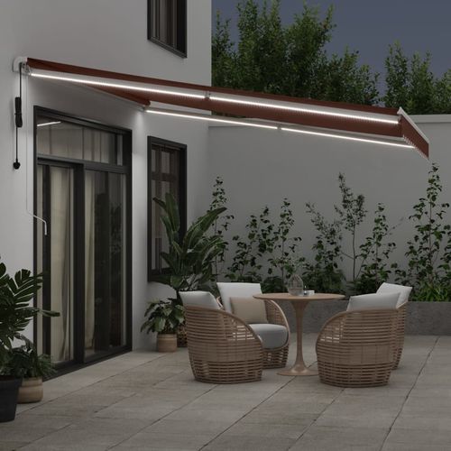 vidaXL Automatic Retractable Awning with LED Anthracite&White 400x350 cm vidaXL