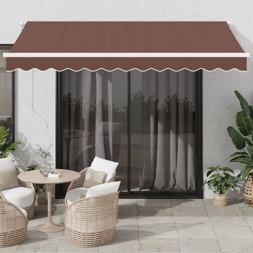 vidaXL Automatic Retractable Awning with LED Anthracite&White 400x350 cm brown and white 350 x 250 cm vidaXL