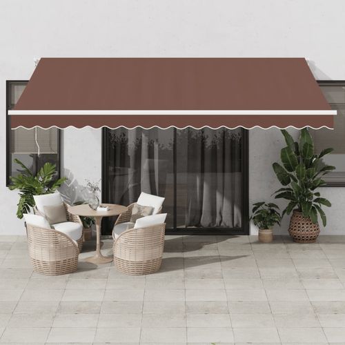 vidaXL Automatic Retractable Awning with LED Anthracite&White 400x350 cm brown and white 450 x 350 cm vidaXL
