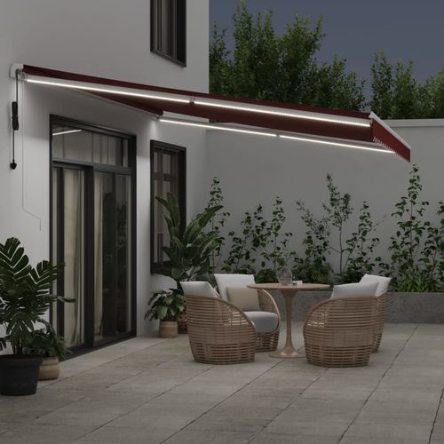 vidaXL Automatic Retractable Awning with LED Anthracite&White 400x350 cm vidaXL