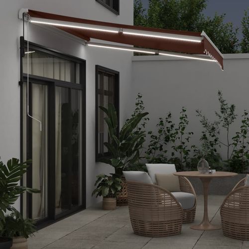 vidaXL Automatic Retractable Awning with LED Anthracite&White 400x350 cm vidaXL