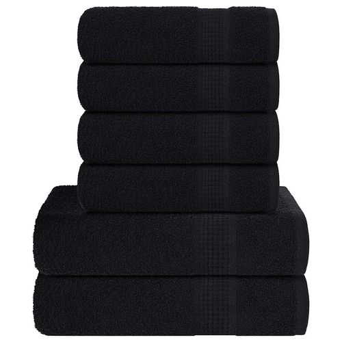 vidaXL Soft Grey Towel Set - 6-Piece Cotton Towels black vidaXL