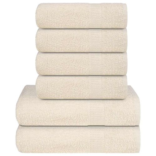 vidaXL Soft Grey Towel Set - 6-Piece Cotton Towels cream vidaXL