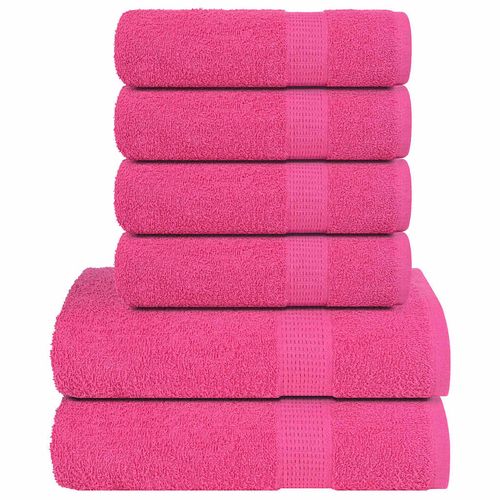 vidaXL Soft Grey Towel Set - 6-Piece Cotton Towels pink vidaXL
