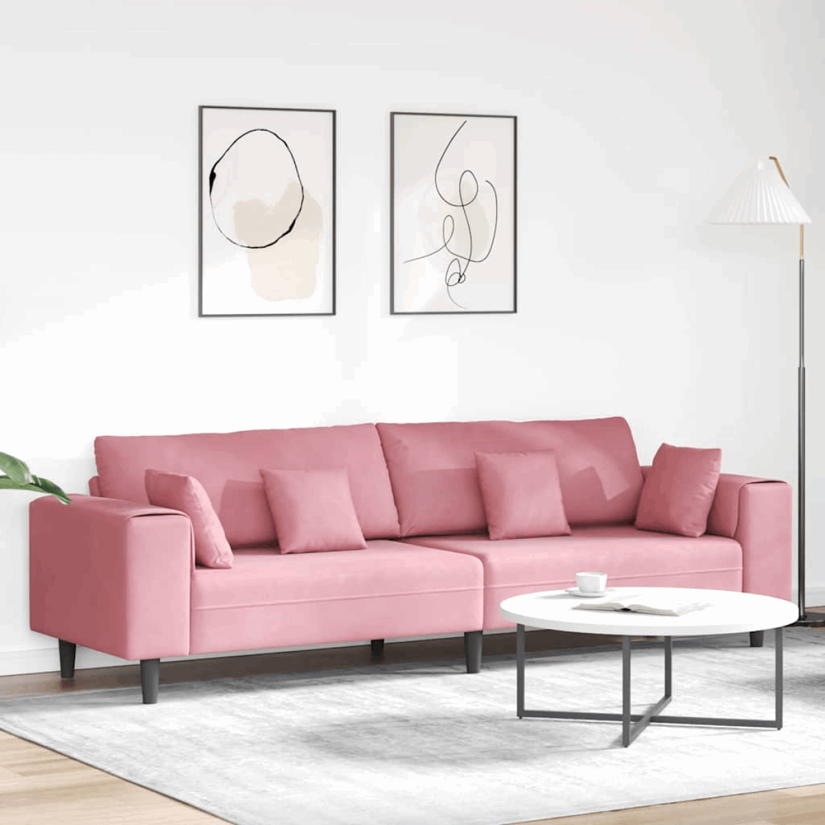 vidaXL Velvet Sofa with Cushion Blue 208 cm Velvet Pink without ottoman vidaXL