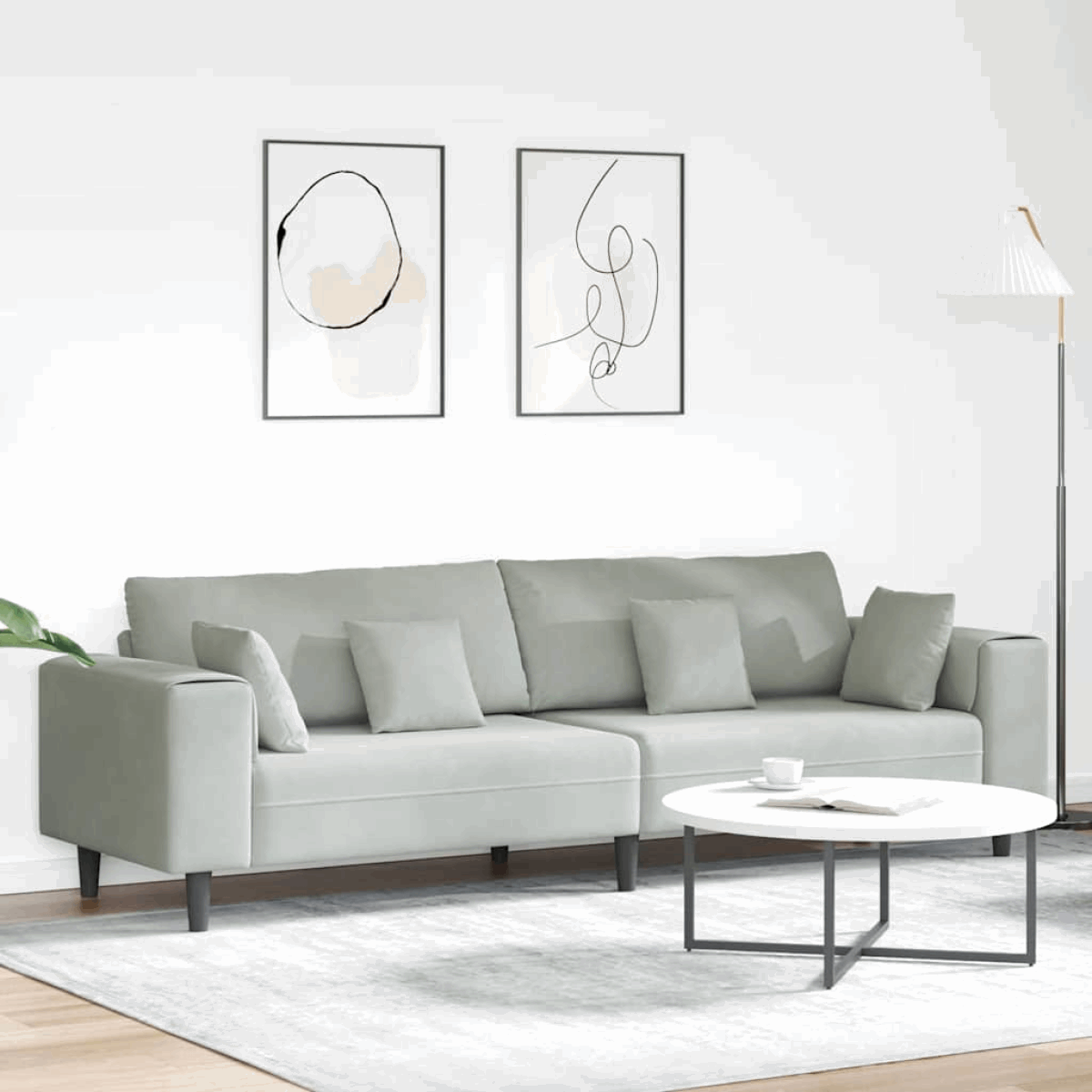 vidaXL Velvet Sofa with Cushion Blue 208 cm Velvet Light grey without ottoman vidaXL
