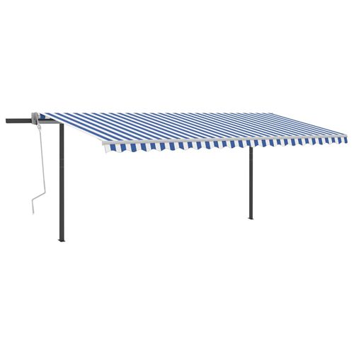 vidaXL Manual Retractable Awning with LED 3x2.5 m Blue and White vidaXL