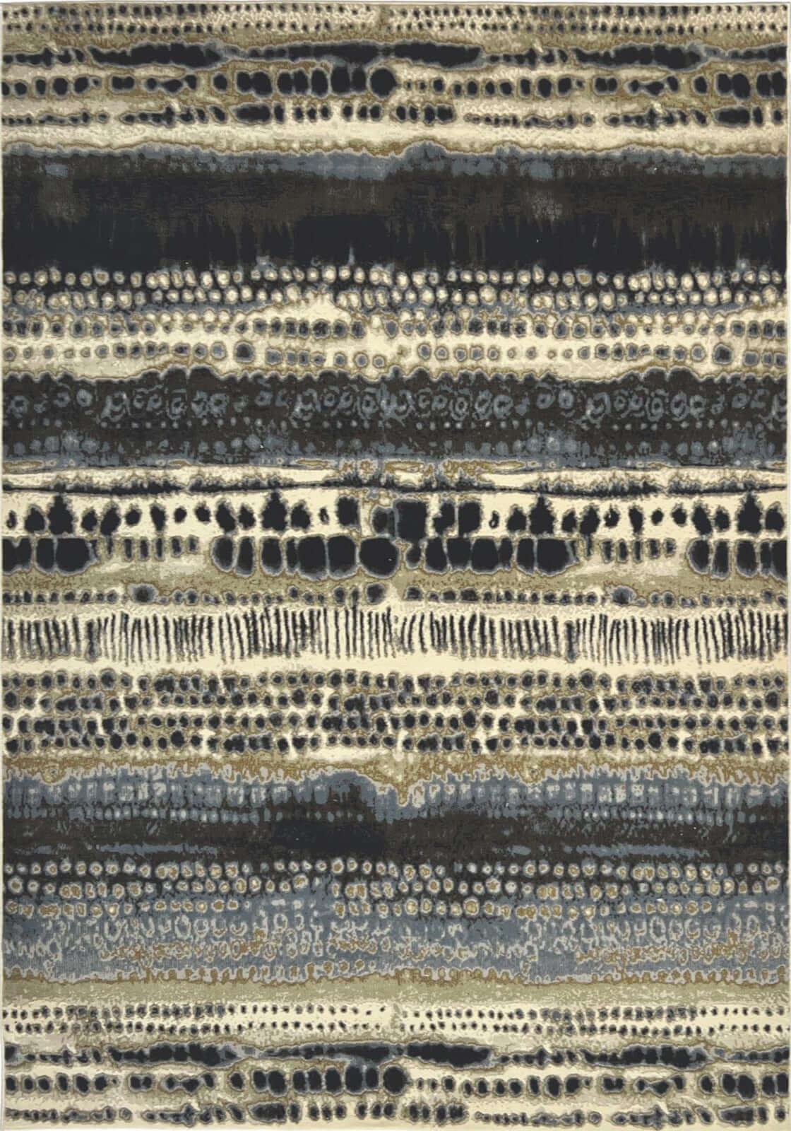 Abstract Rug featuring intricate patterns in dark and neutral tones for stylish indoor decor