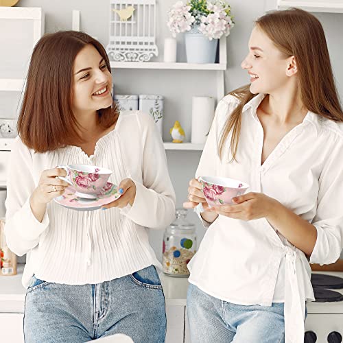 Two women enjoying tea with a beautiful Afternoon Tea Set in a bright kitchen