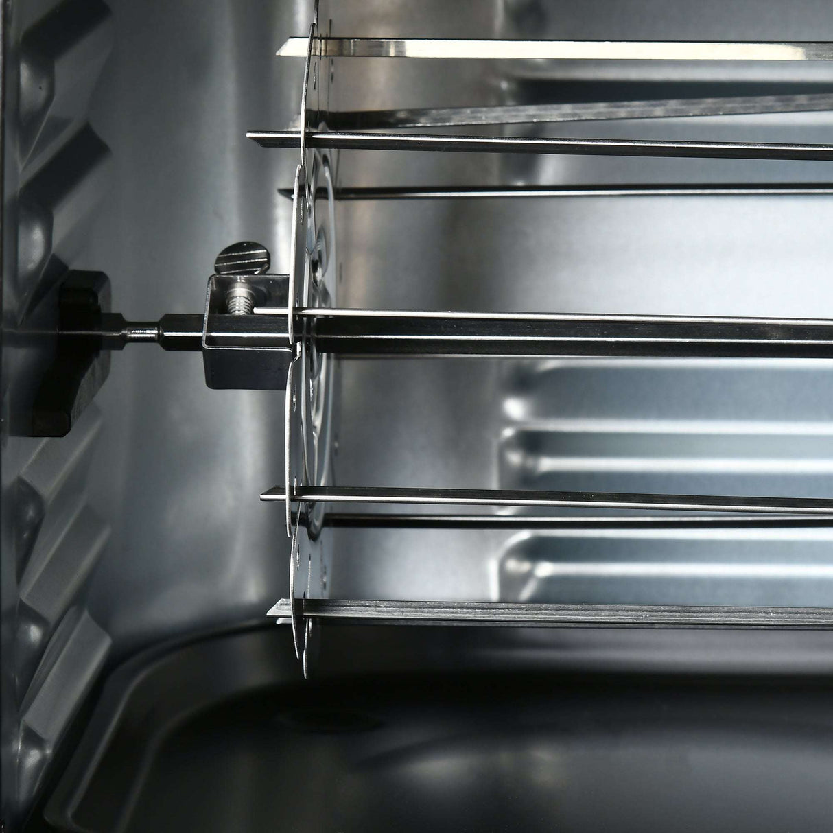 Interior view of the Wise Galleria Air Fryer with cooking racks for versatile meal preparation
