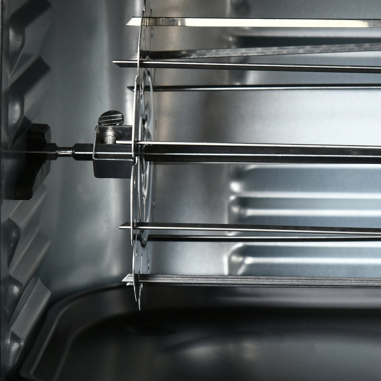Interior view of the Wise Galleria Air Fryer with cooking racks for versatile meal preparation