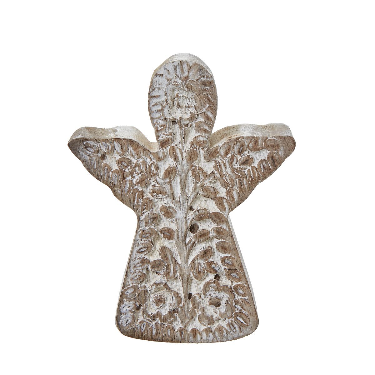 Rustic Angel Decoration with Intricate Carving for Charming Christmas Room Decor