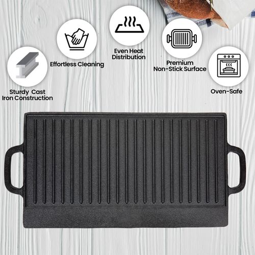 Non-Stick 16" Cast Iron Reversible Griddle Plate Unbranded