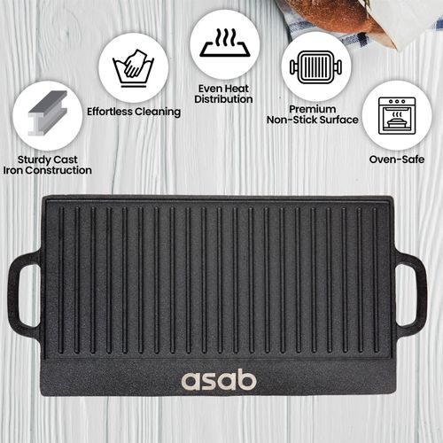 Non-Stick 16" Cast Iron Reversible Griddle Plate Unbranded