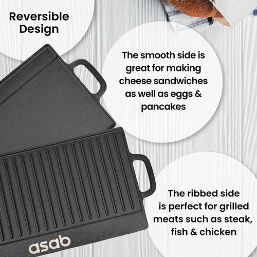 Non-Stick 16" Cast Iron Reversible Griddle Plate Unbranded