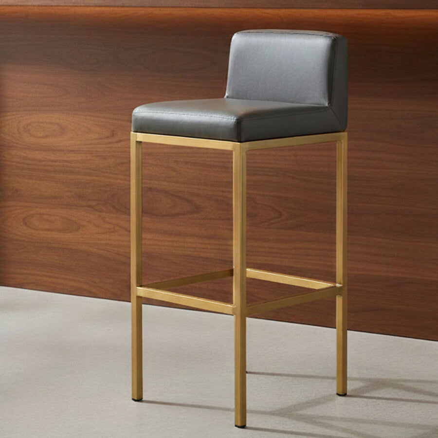 Orsina Bar Chair with a sleek grey seat and gold metal frame for modern bar seating
