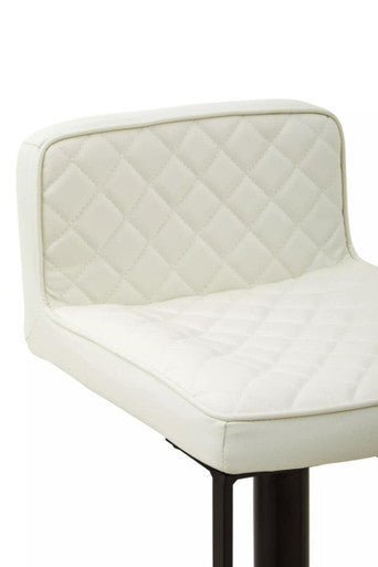 Orsina Bar Chair with a Quilted White Upholstered Seat and Black Metal Frame