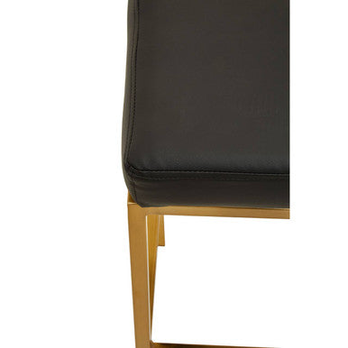 Orsina Bar Stool with a sleek black leather cushion and elegant gold frame