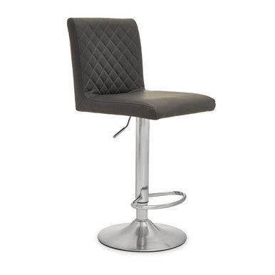 Orsina Bar Stool with Black Quilted Upholstery and Adjustable Height for Modern Bar Seating