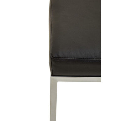 Orsina Bar Stool featuring a sleek black leather seat and modern chrome legs