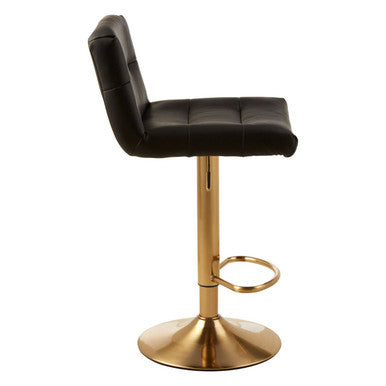Orsina Bar Stool with Black Upholstered Seat and Gold Base for Stylish Seating