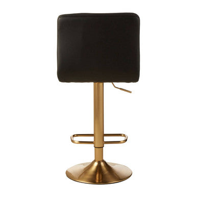 Orsina Bar Stool with Black Cushion and Adjustable Gold Base for Stylish Seating