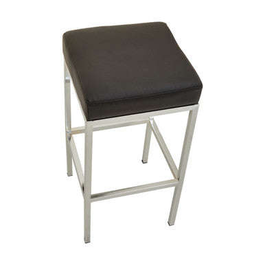 Orsina Bar Stool with a Black Cushioned Seat and Silver Metal Frame for Stylish Seating